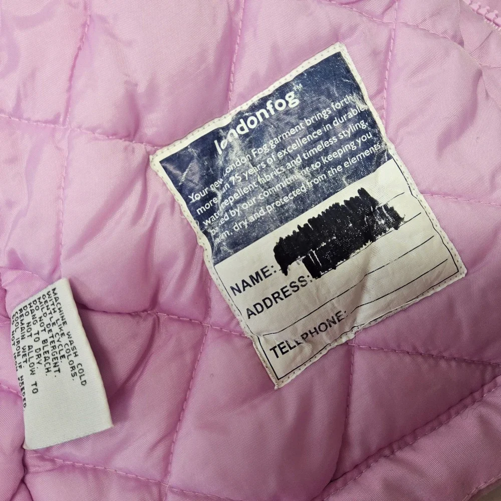 London Fog Puffer Jacket Kids 4T‎ Pink Colorblock Faux Fur Hood Full Zip Coat